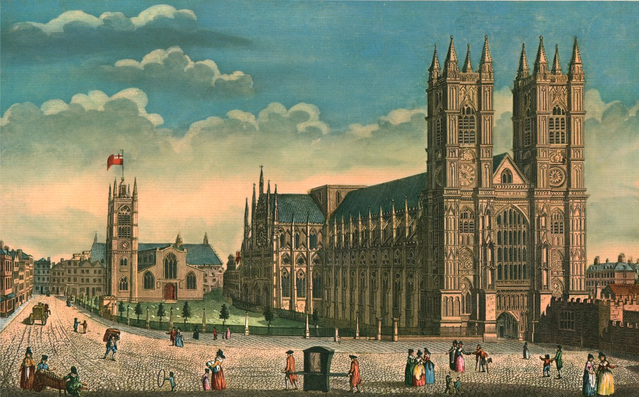 Westminster Abbey ja St Margarets Church, n. 1793. tekijältä Thomas Bowles