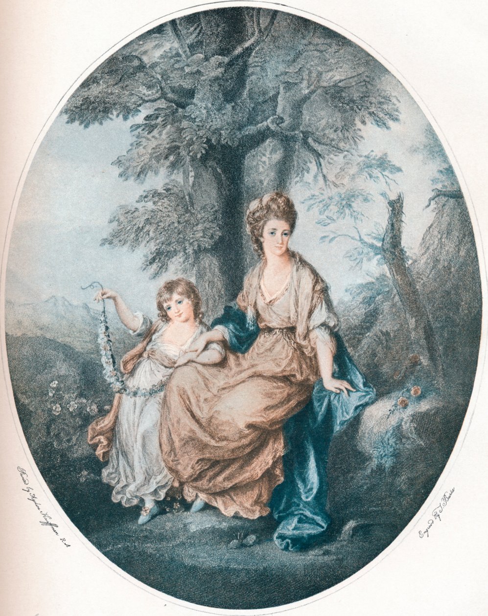Lady Rushout ja hänen tyttärensä, 1784, 1902 tekijältä Thomas Burke