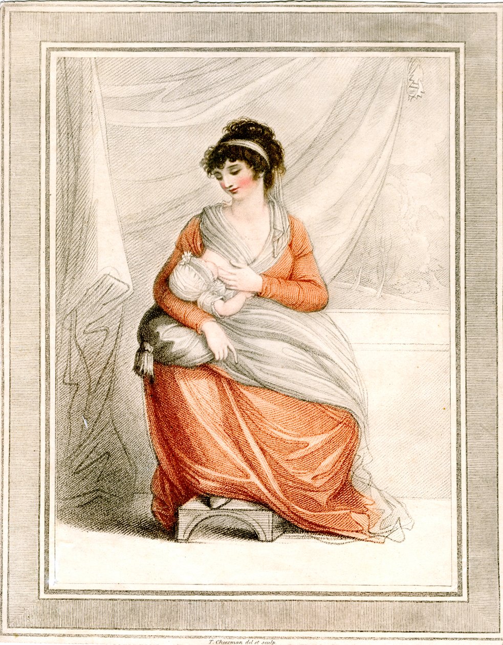 "Nainen imettävä", c1780-1820 tekijältä Thomas Cheesman