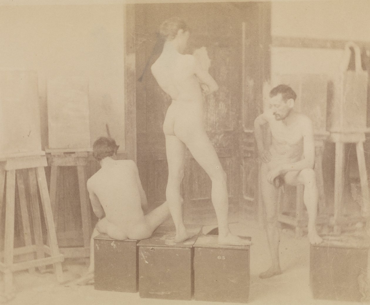 [Kolme alastonmallia maalausstudiossa] tekijältä Thomas Eakins