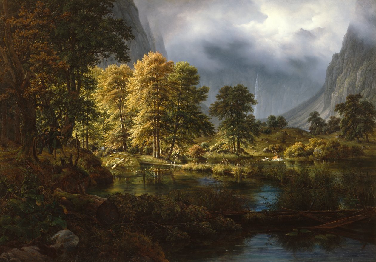 Metsästys Königsseen lähellä tekijältä Thomas Fearnley