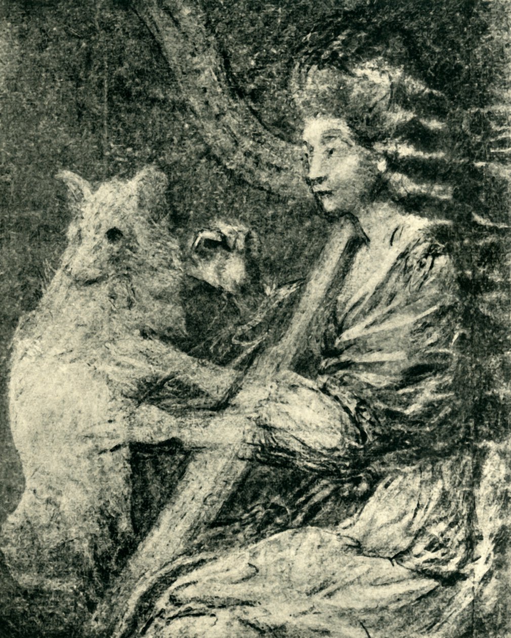 Harpisti ja koira, c1778, 1943. tekijältä Thomas Gainsborough