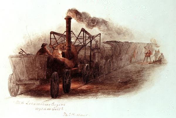 Vanha veturin moottori, Wylam Colliery tekijältä Thomas H. Hair