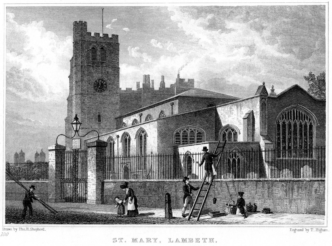 Pyhän Marian kirkko, Lambeth, Lontoo, 1831. tekijältä Thomas Higham