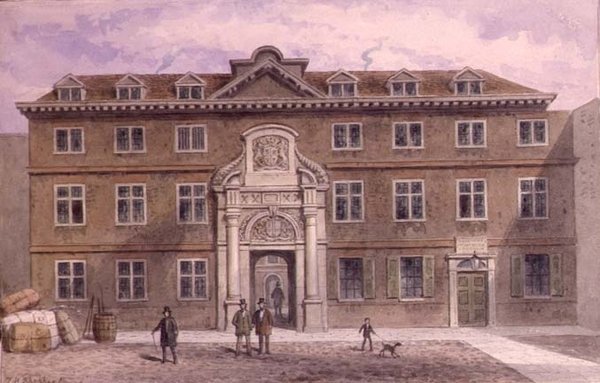 Blackwell Hall, noin 1820 (vesiväri) tekijältä Thomas Hosmer Shepherd