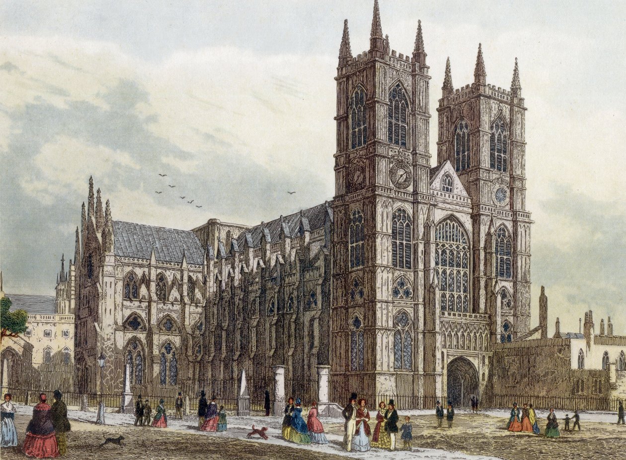 Lontoo: Westminster Abbey, n. 1840 (kaiverrus) tekijältä Thomas Hosmer Shepherd