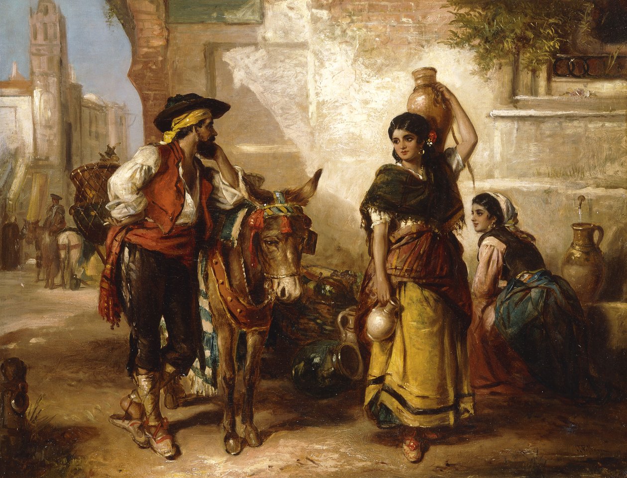 Keskustelu suihkulähteellä, Sevilla, tekijältä Thomas Kent Pelham