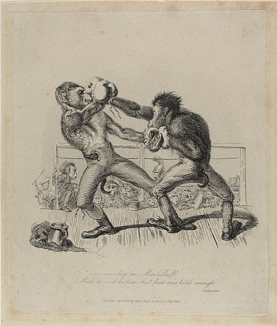 Monkeys Boxing, alkaen Monkey-ana tekijältä Thomas Landseer