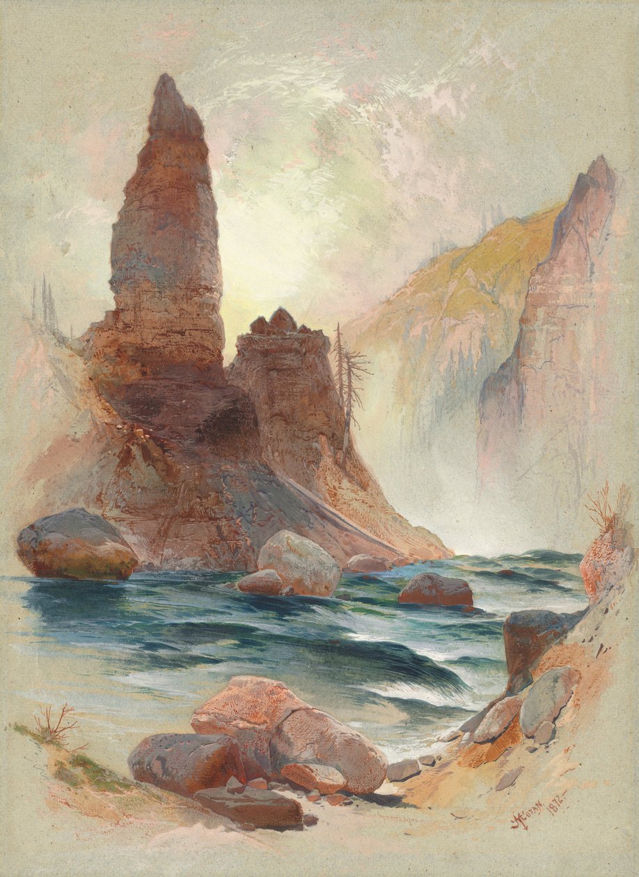 Tower at Tower Falls, Yellowstone tekijältä Thomas Moran