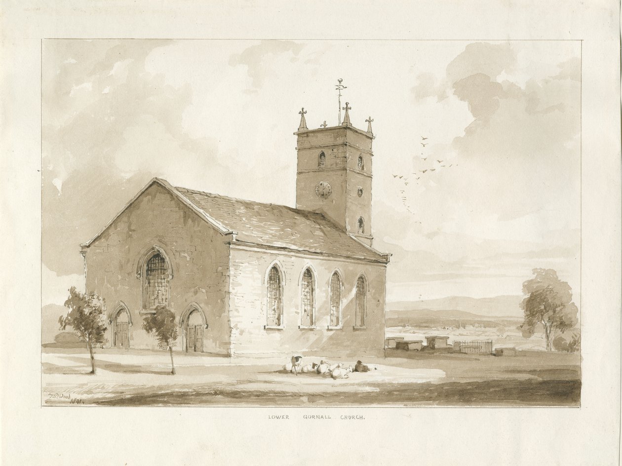 (Alempi) Gornal Church: seepiapiirros tekijältä Thomas Peploe Wood