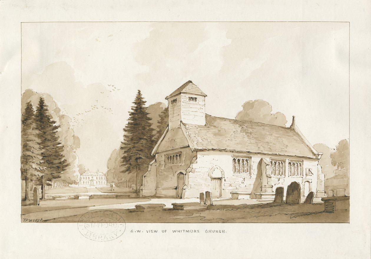 Whitmore Church: seepiapiirros tekijältä Thomas Peploe Wood