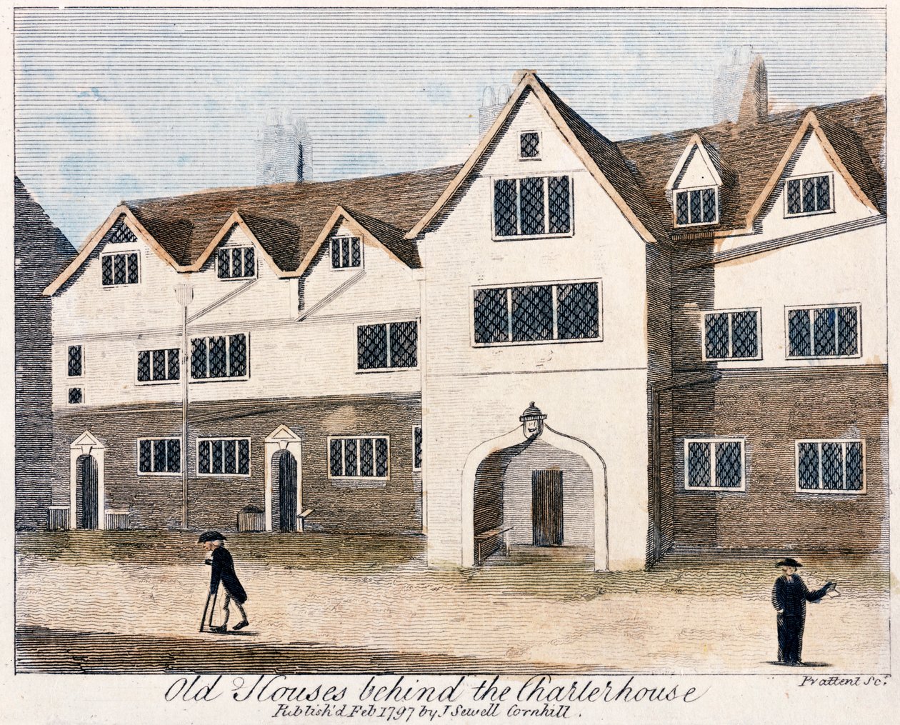 Talot Charterhouse Hospitalin takana, Lontoo, 1797. tekijältä Thomas Prattent