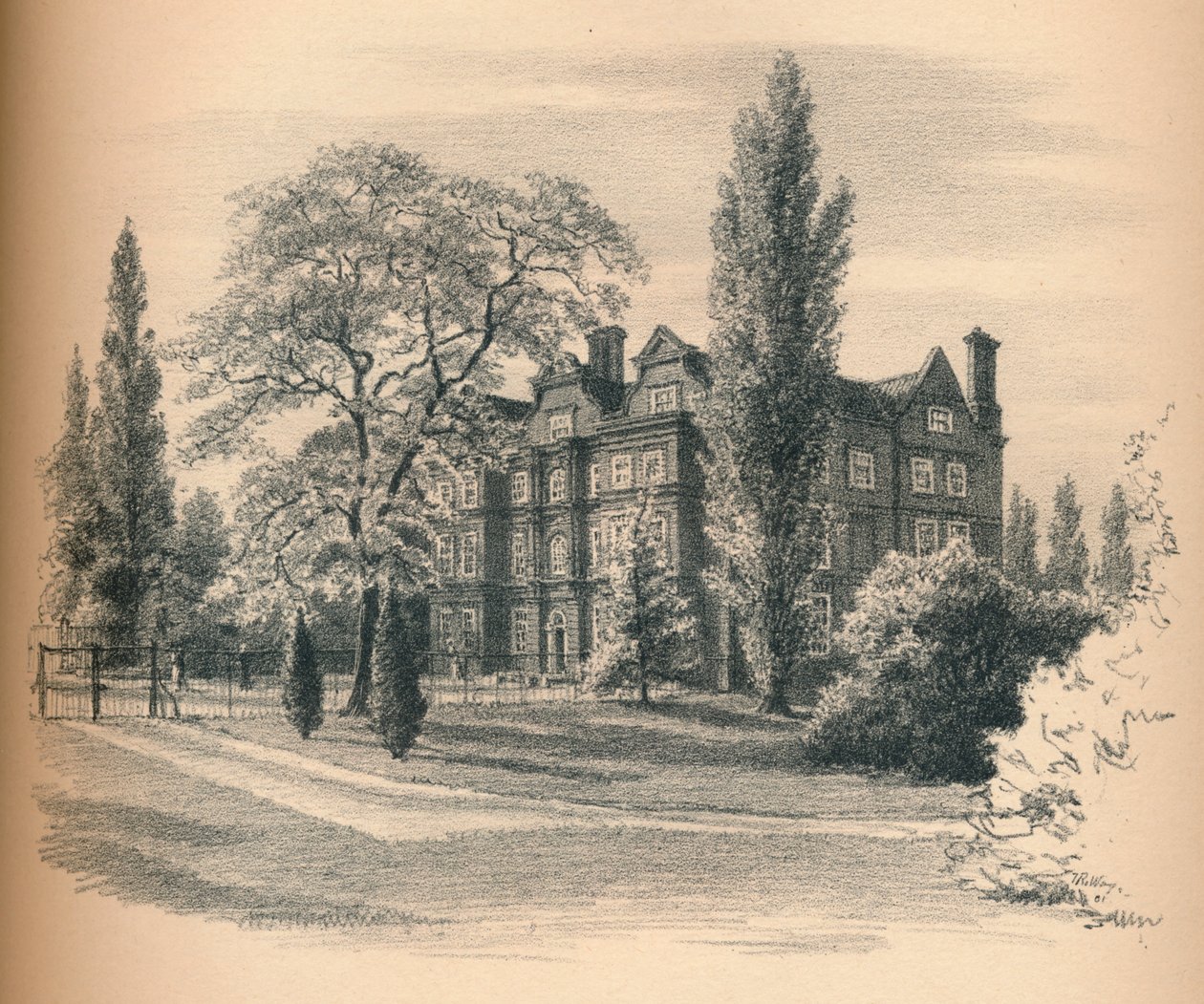 Kew Palacen ulkopuoli, 1902 tekijältä Thomas Robert Way