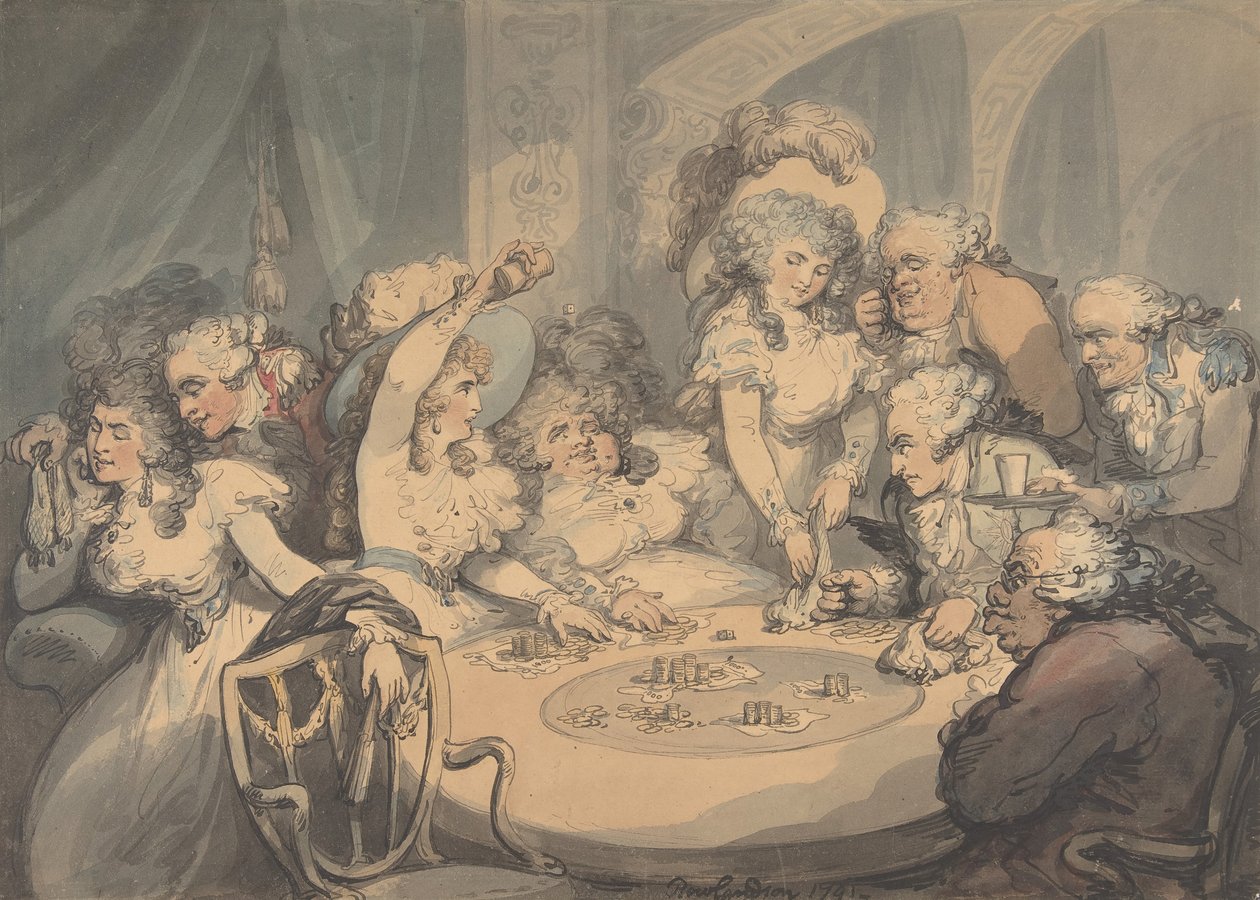 Pelipöytä Devonshire Housessa, 1791. tekijältä Thomas Rowlandson