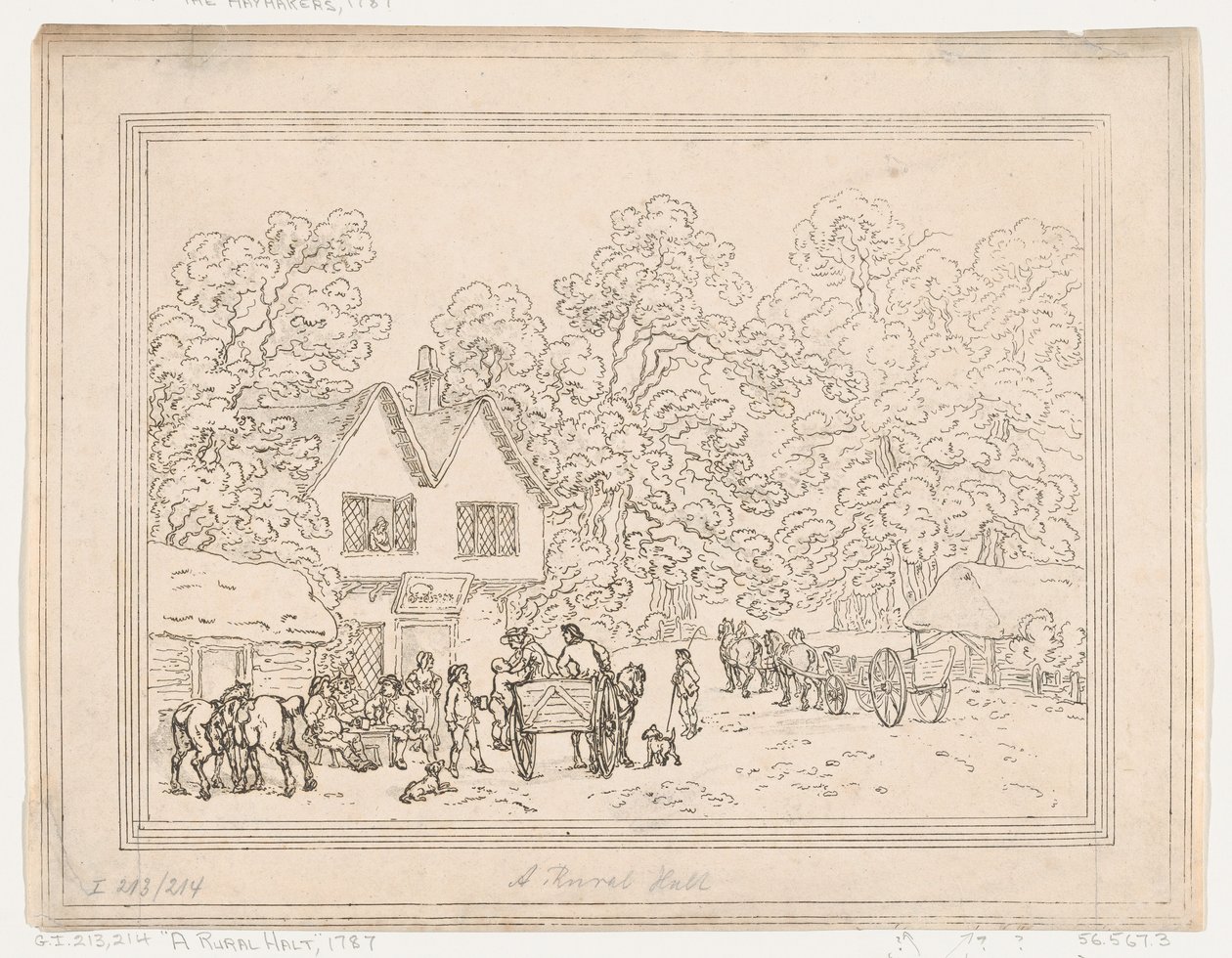 Maaseutupysähdys, 1787, 1787. tekijältä Thomas Rowlandson