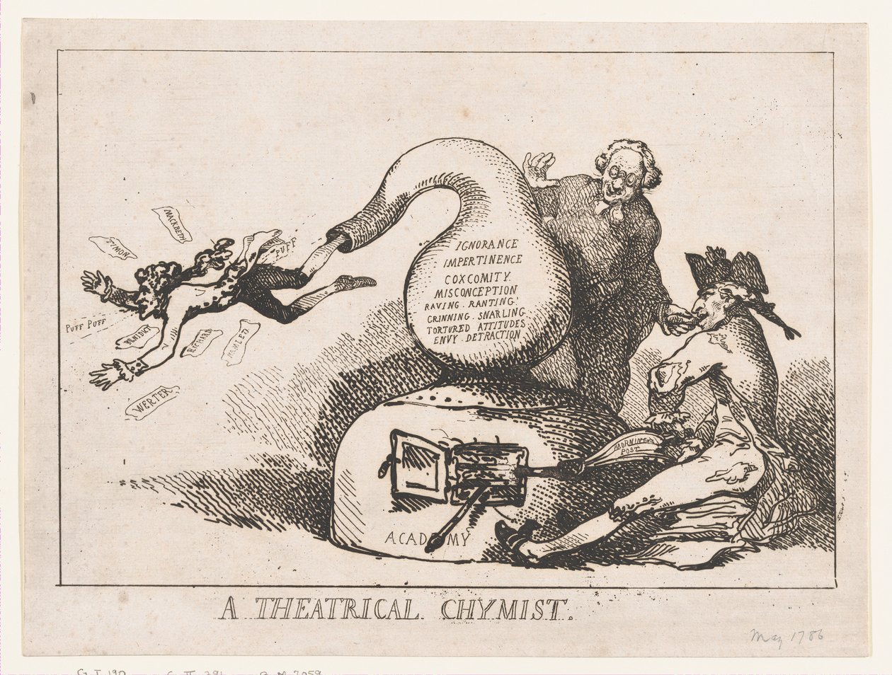 A Theatrical Chymist, toukokuu 1786, toukokuu 1786. tekijältä Thomas Rowlandson