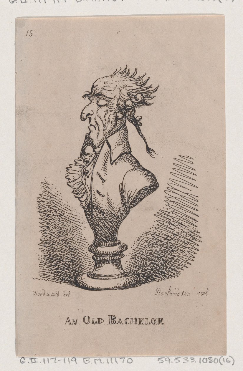 Vanha poikamies, 1808, 1808. tekijältä Thomas Rowlandson