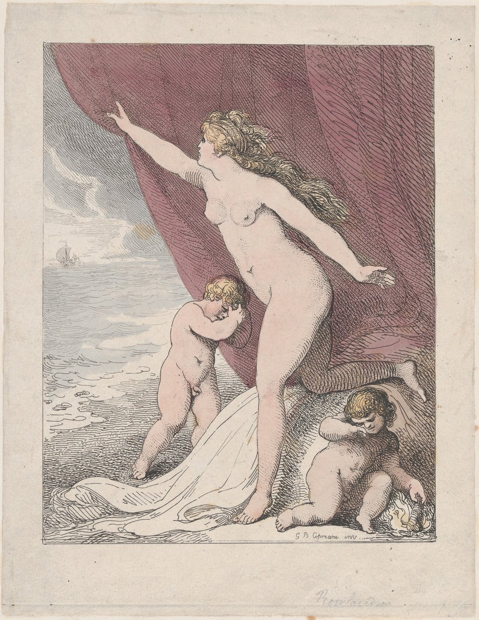Theseuksen hylkäämä Ariadne, 1790-99, 1790-99. tekijältä Thomas Rowlandson