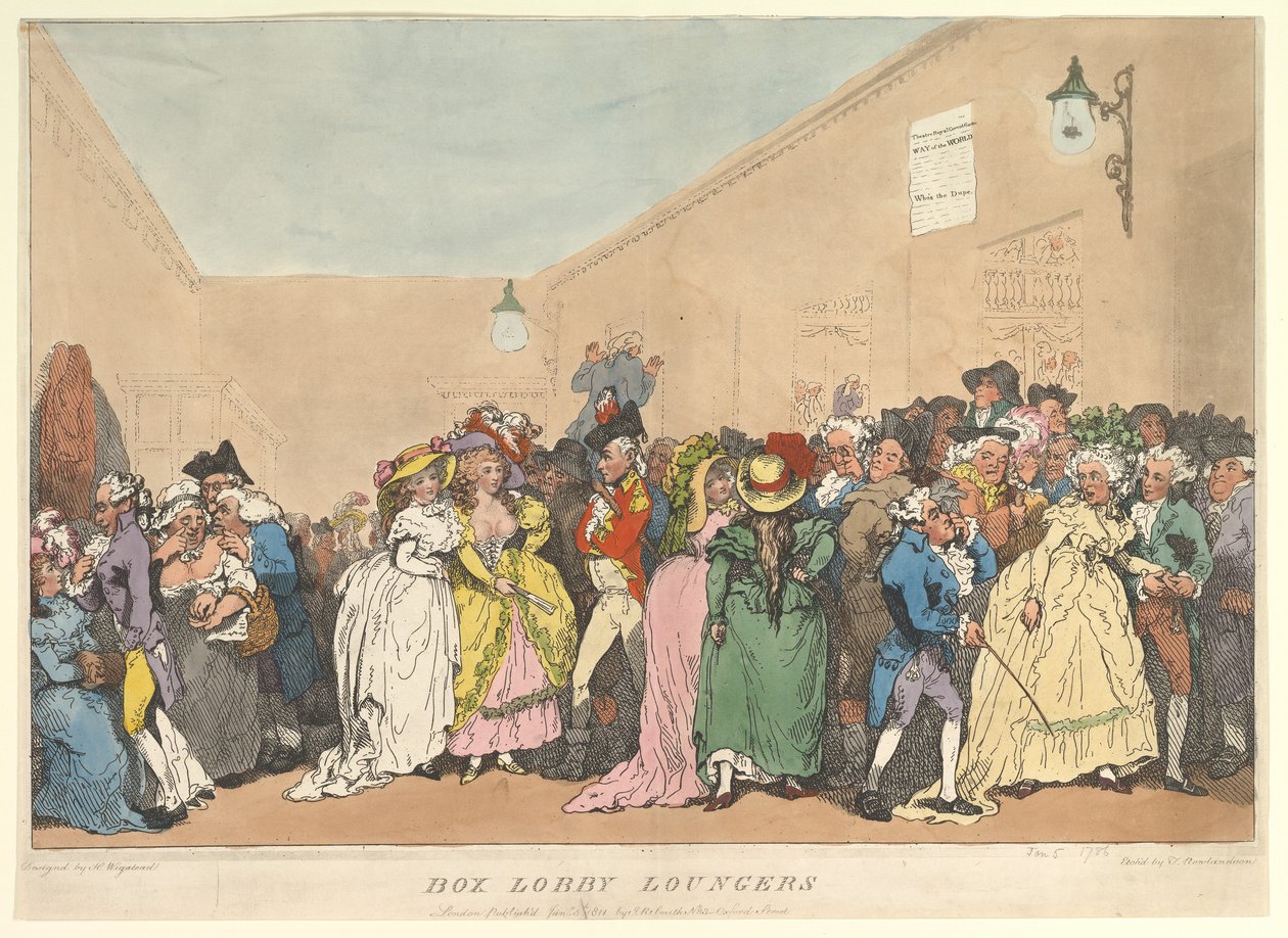 Box Lobby Loungers, 5. tammikuuta 1811. tekijältä Thomas Rowlandson