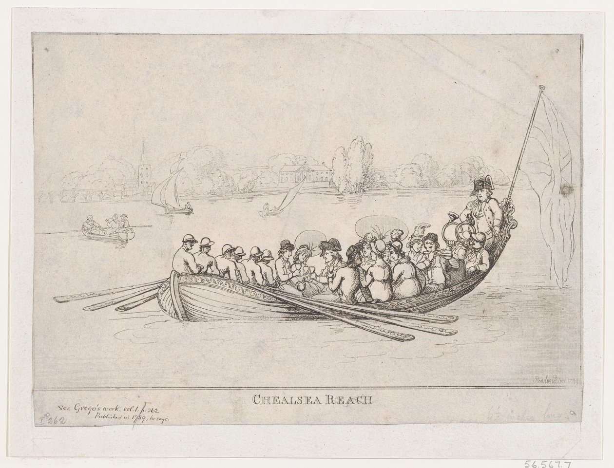 Chelsea Reach, 1799, 1799. tekijältä Thomas Rowlandson
