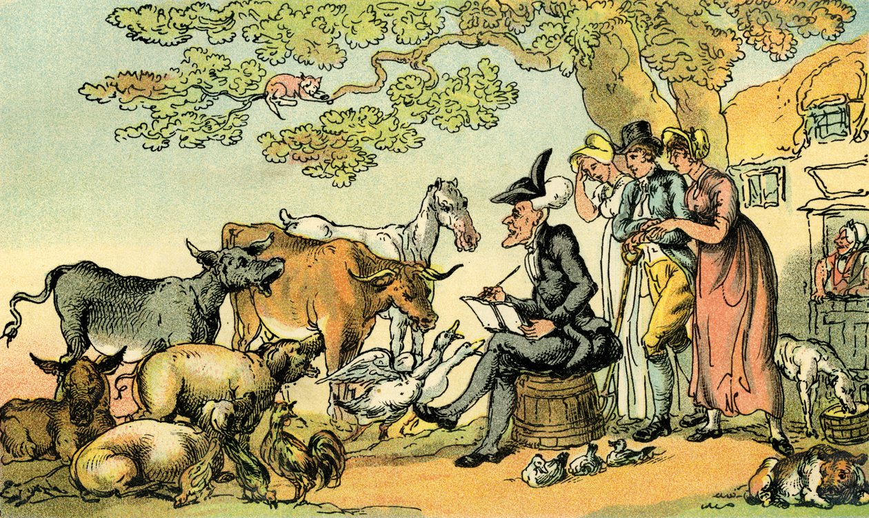 "Tohtori syntaksin luonnostelu luonnon jälkeen" tekijältä Thomas Rowlandson