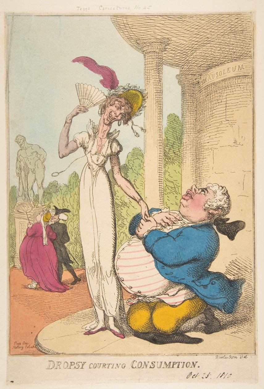 Dropsy Courting Consumption, 25. lokakuuta 1810. tekijältä Thomas Rowlandson