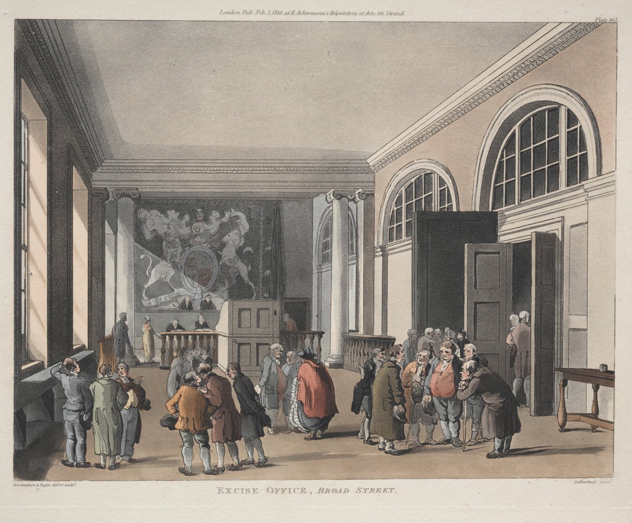 Valmisteverotoimisto, Broad Street tekijältä Thomas Rowlandson