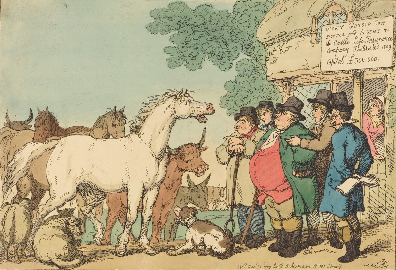 Insurable Cattle, julkaistu 1809. tekijältä Thomas Rowlandson