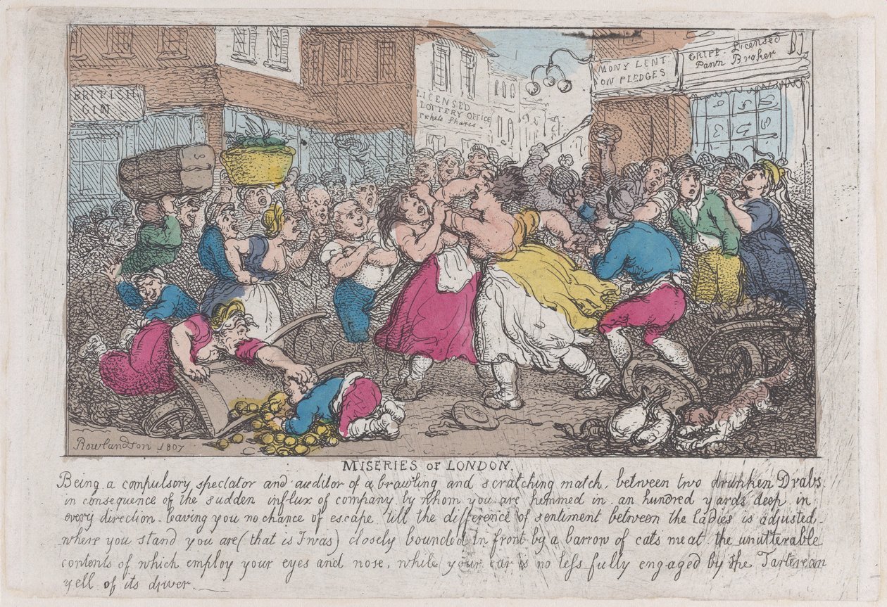 Lontoon kurjuutta, 1807-08, 1807-08. tekijältä Thomas Rowlandson