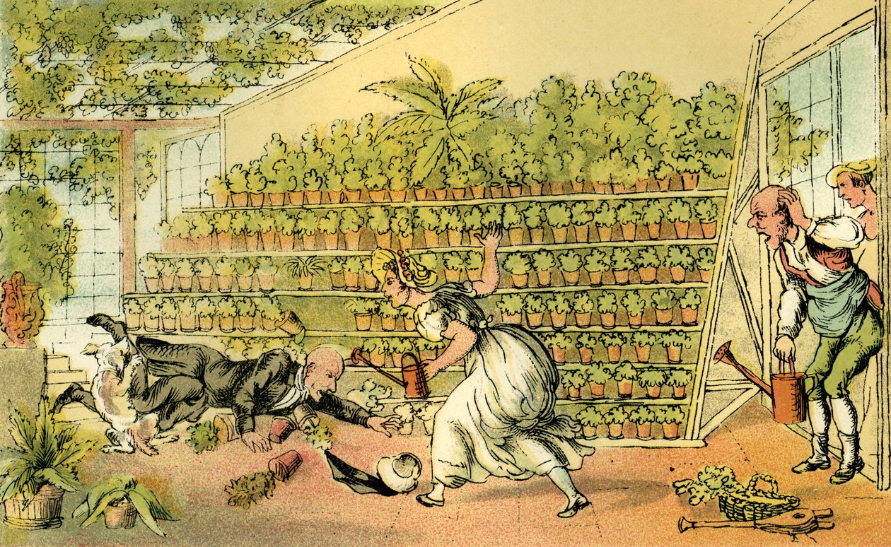 "Epäonni tulppaanisalissa" tekijältä Thomas Rowlandson