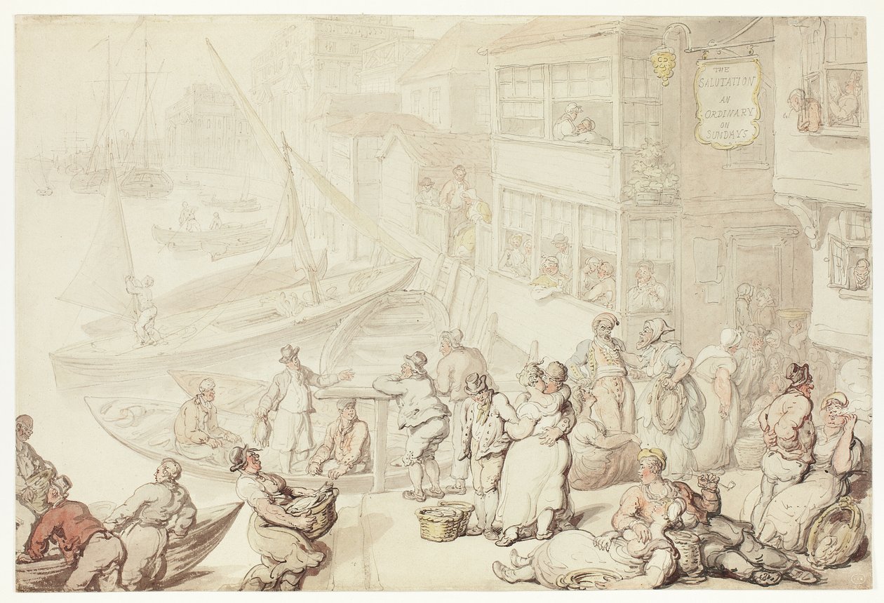 Salutation Innin ulkopuolella, Greenwichissä tekijältä Thomas Rowlandson