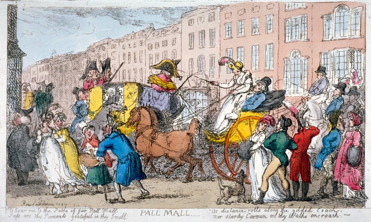 "Pall Mall", 1807 tekijältä Thomas Rowlandson