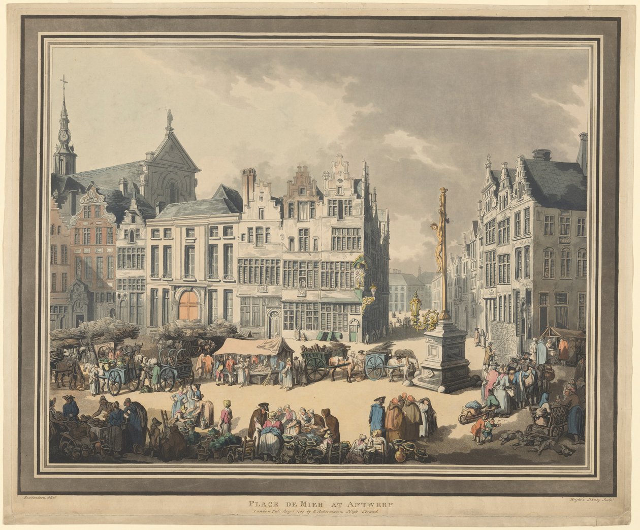 Place de Meir Antwerpenissä tekijältä Thomas Rowlandson
