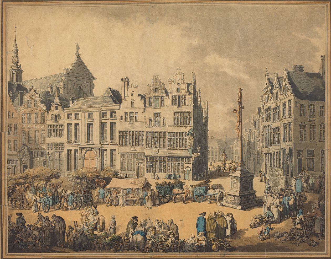 Place de Meir Antwerpenissä, 1797. tekijältä Thomas Rowlandson