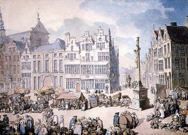 Place de Mer, Antwerpen tekijältä Thomas Rowlandson
