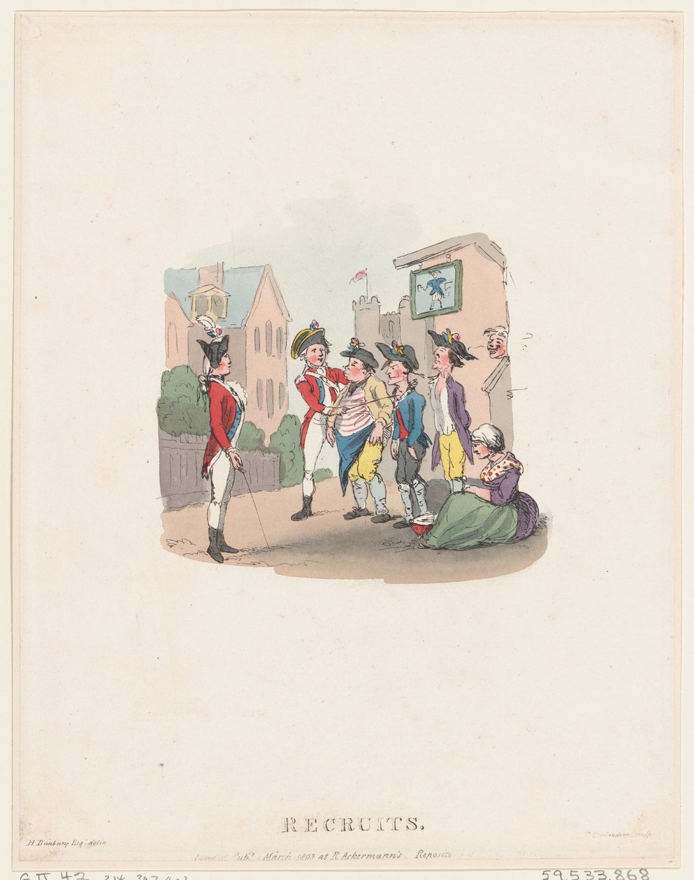 Rekrytoi, 1. maaliskuuta 1803, 1. maaliskuuta 1803. tekijältä Thomas Rowlandson