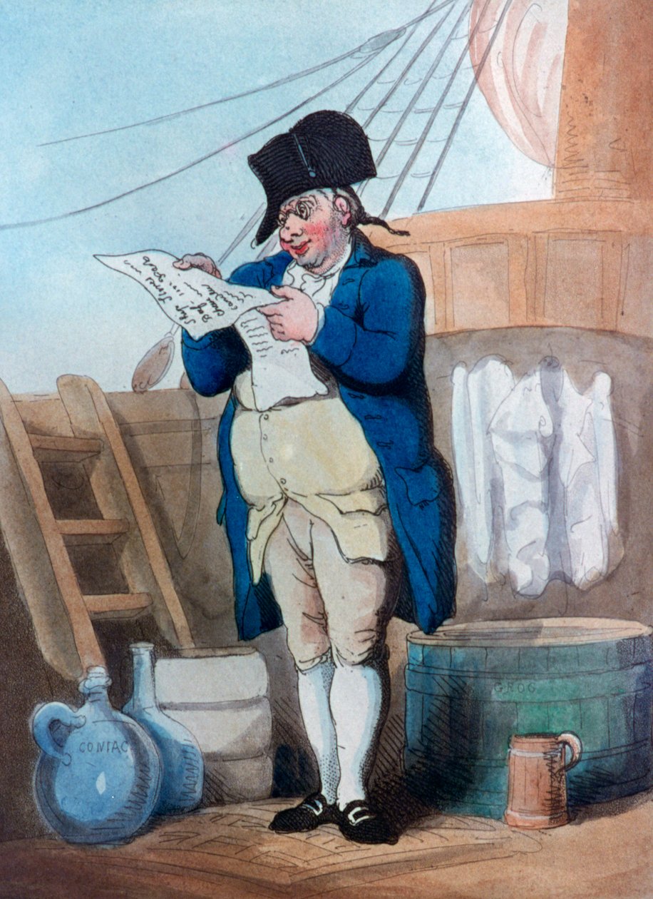 Laivamyymälän virkailija, 1799 tekijältä Thomas Rowlandson