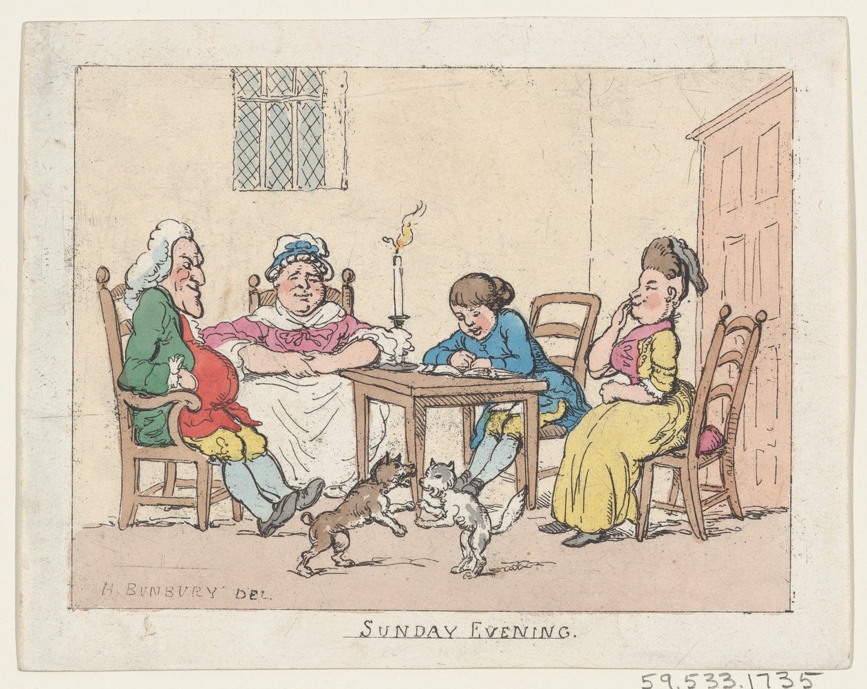 Sunnuntai-iltana 1770-1780, 1770-1780. tekijältä Thomas Rowlandson