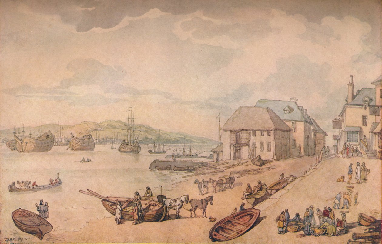 Tarr Point Torpoint, Plymouth, 1700-luku tekijältä Thomas Rowlandson