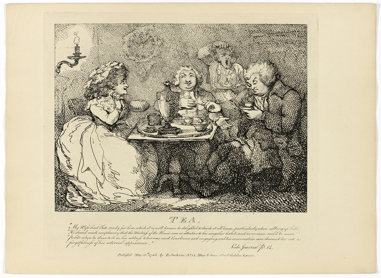 Teetä, Boswellin Hebridien kiertomatkasta. tekijältä Thomas Rowlandson