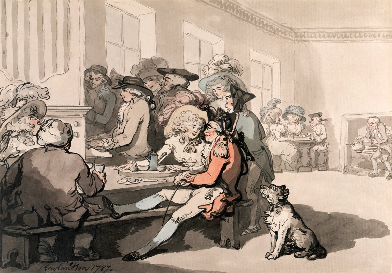 "Suklaatalo", 1787. tekijältä Thomas Rowlandson