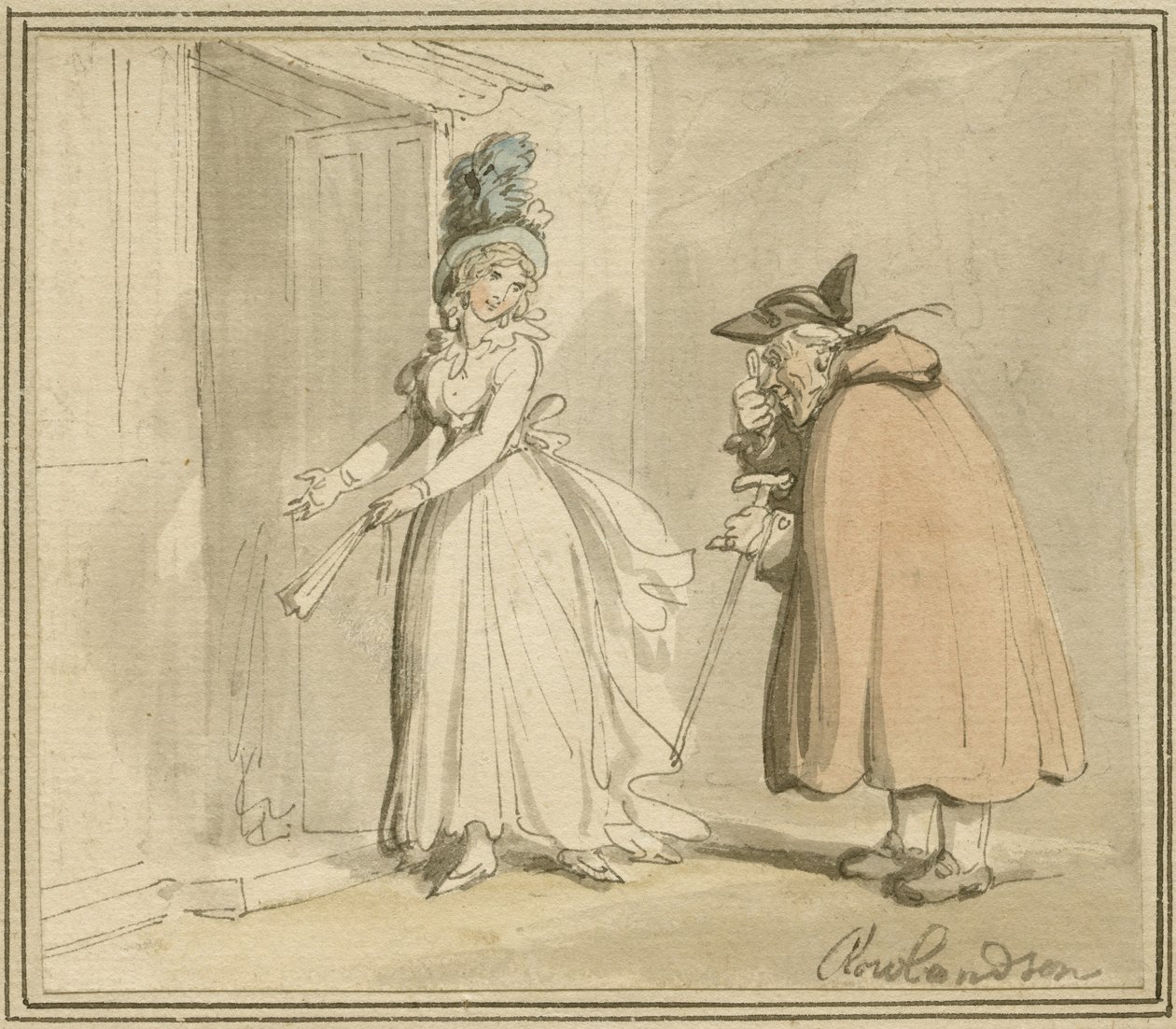 Kurtesaani, n. 1785-1800 tekijältä Thomas Rowlandson