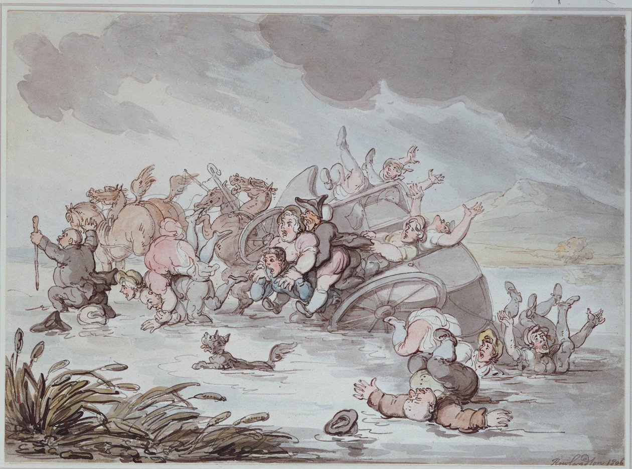Onnettomuus, 1806 tekijältä Thomas Rowlandson