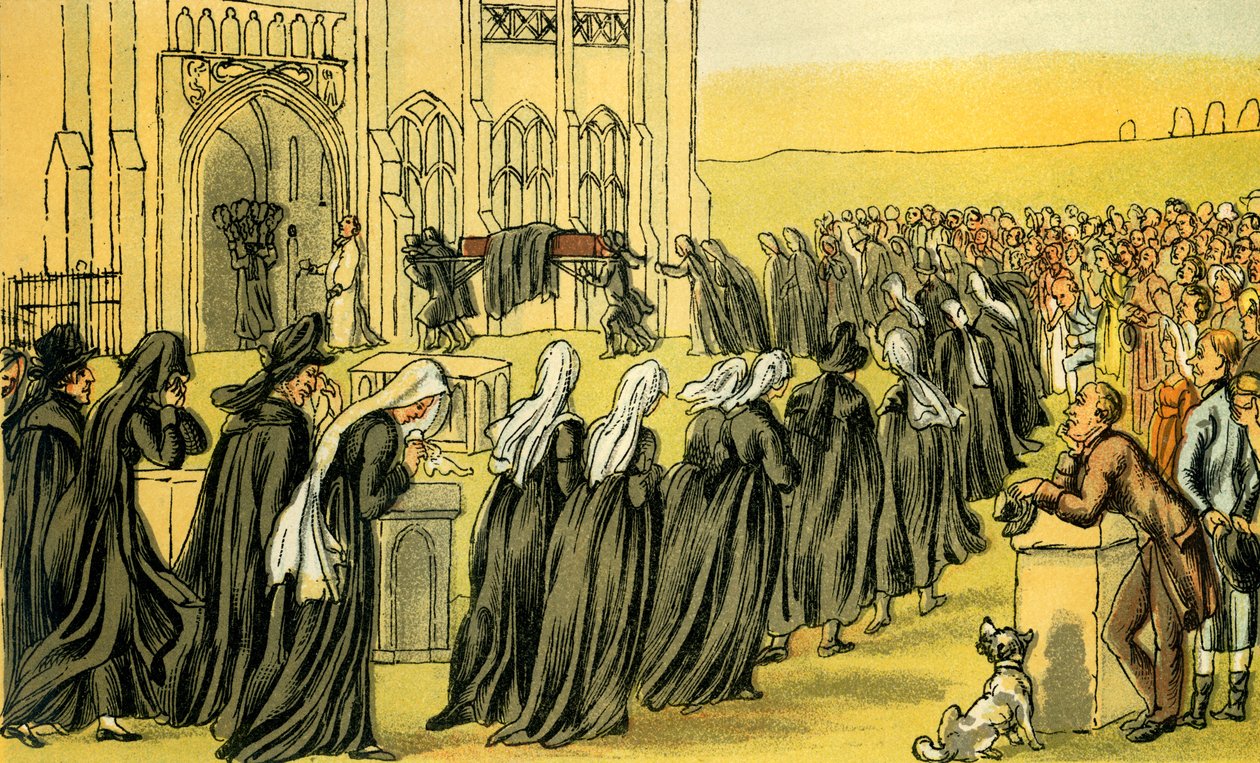"Syntaksin hautajaiset" tekijältä Thomas Rowlandson