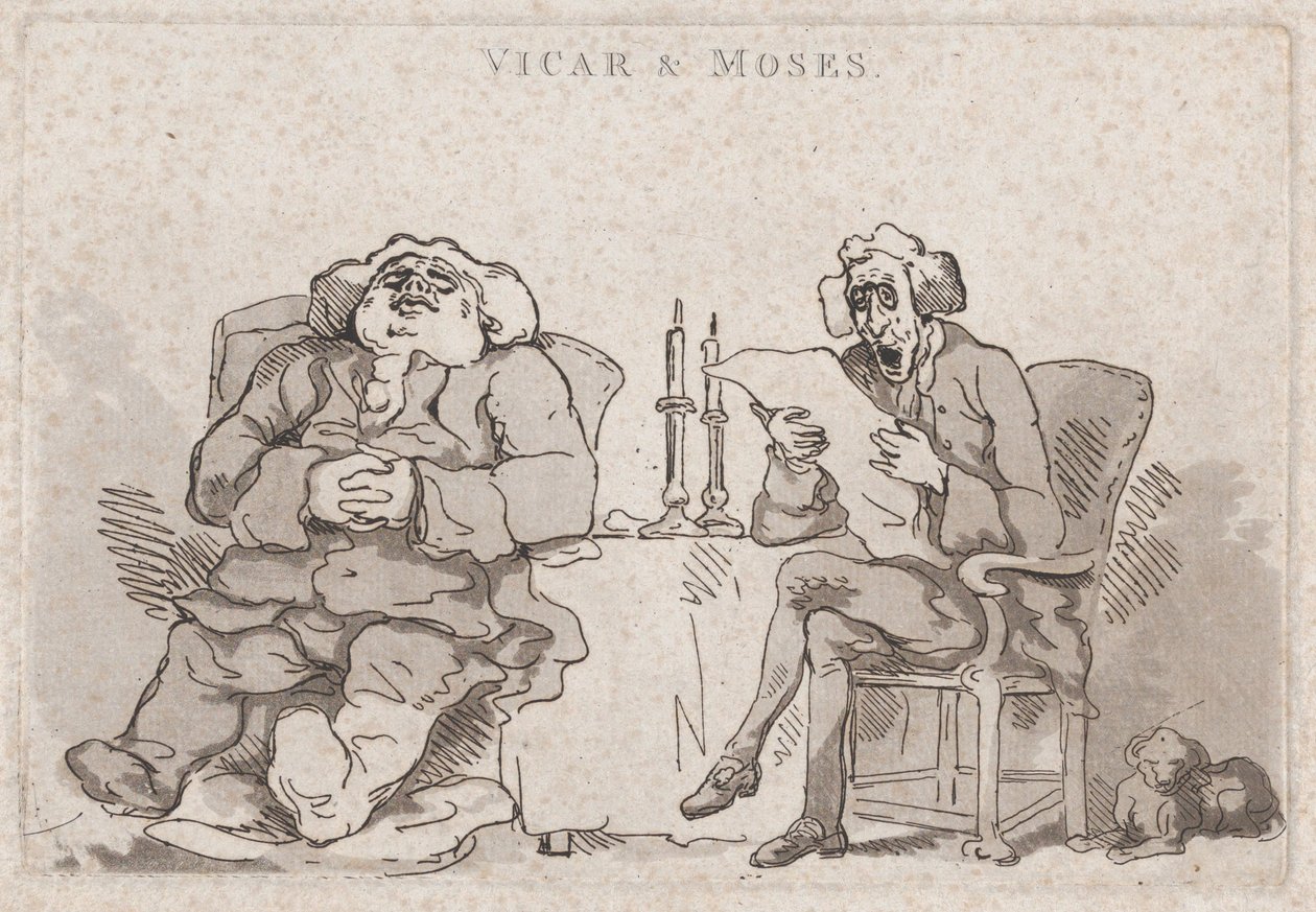 kirkkoherra ja Mooses, 1786, 1786. tekijältä Thomas Rowlandson