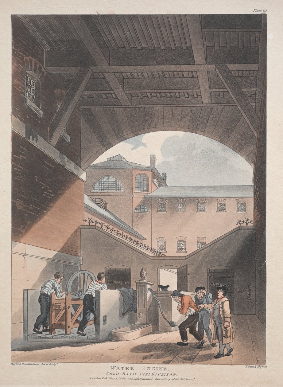 Vesimoottori, Coldbath, Fields Prison tekijältä Thomas Rowlandson