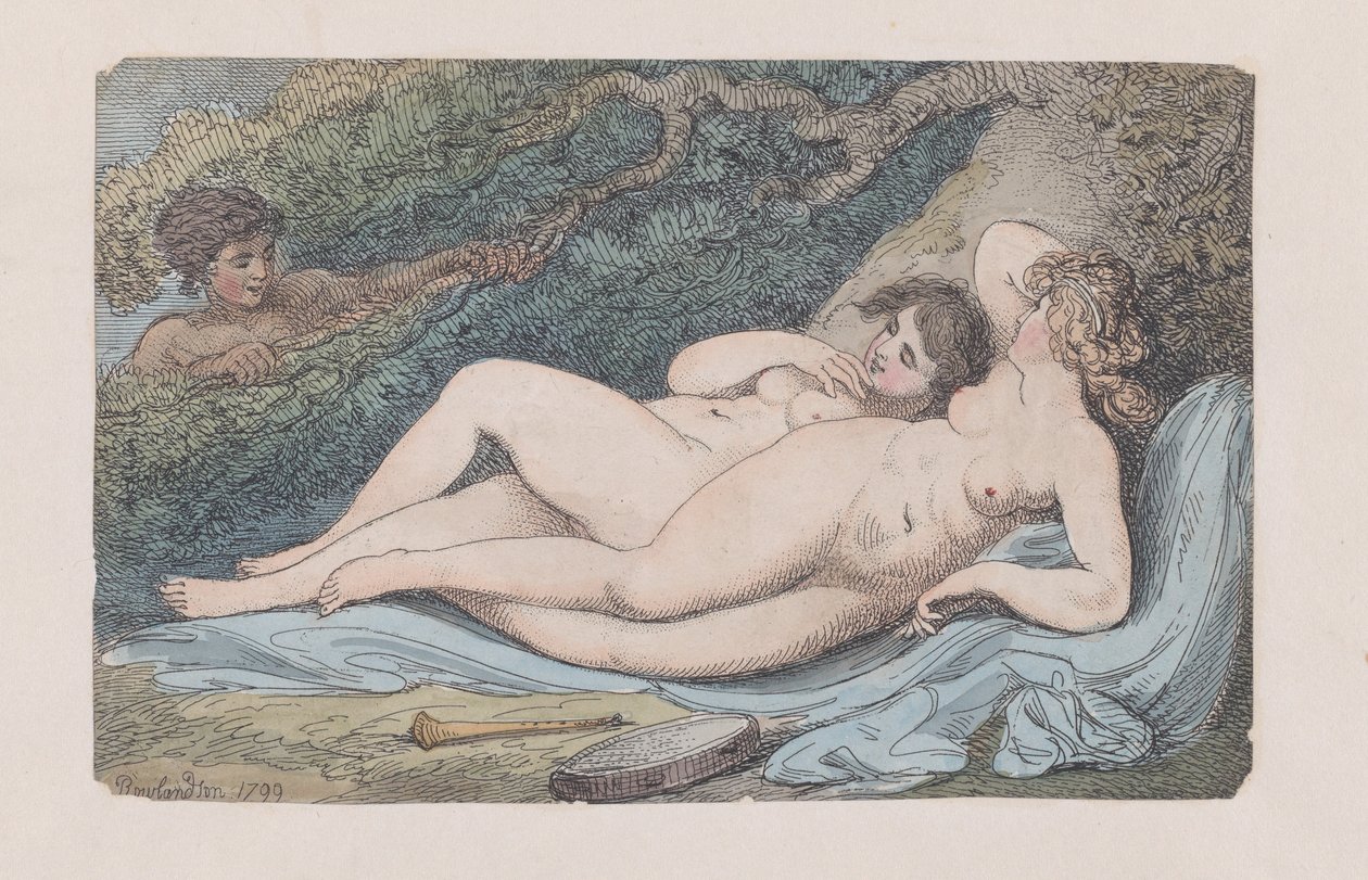 Wood-Nymphs The Discovery, 1799, 1799. tekijältä Thomas Rowlandson