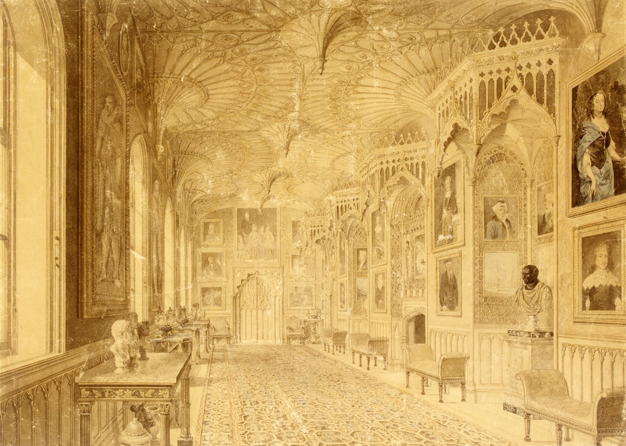 Long Gallery at Strawberry Hill, Twickenham (tulostus) tekijältä Thomas Sandby