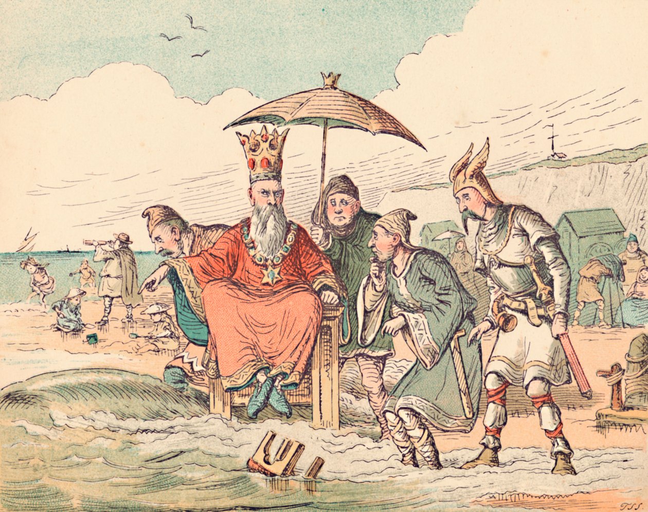 Canute ja hänen hovimiehensä, c1884 tekijältä Thomas Strong Seccombe