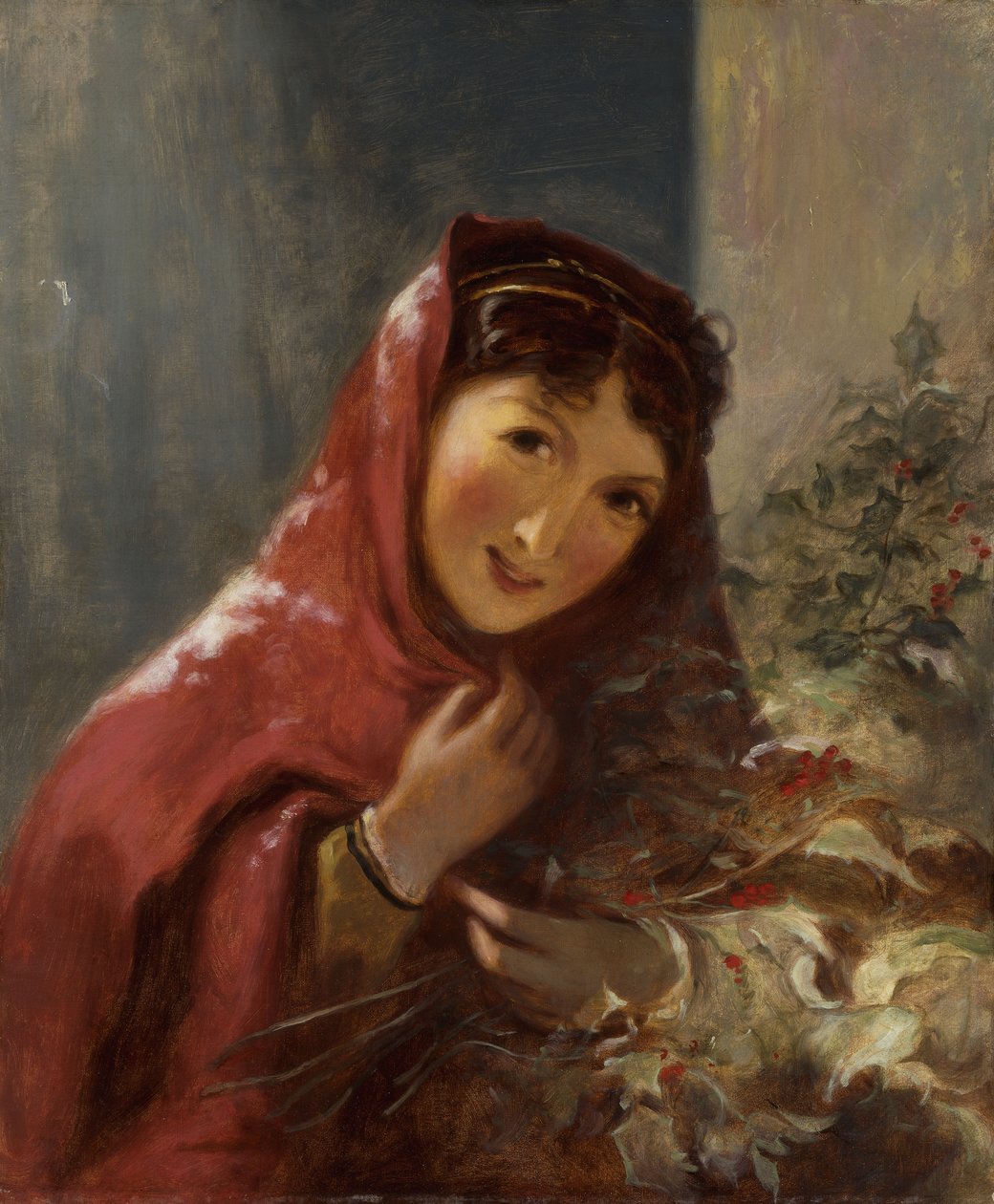 Lady Carrying Holly Branches, 1850 tekijältä Thomas Sully